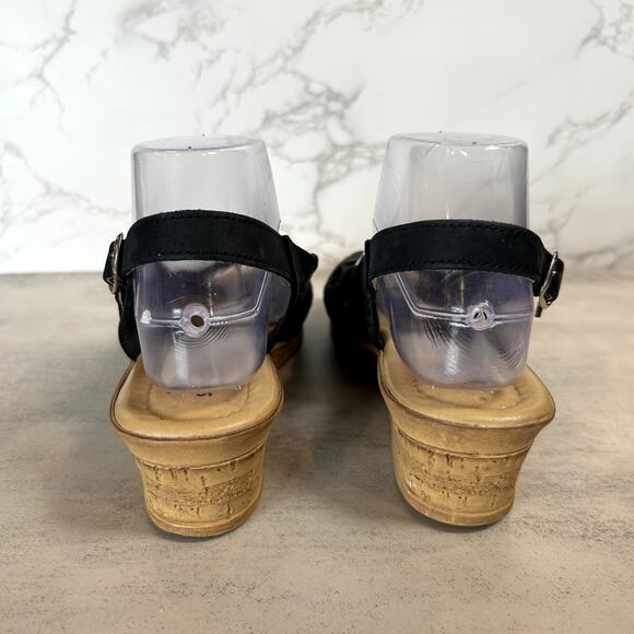 Spring Step Slingback Wedge Slip On Black Leather Sandals WMNS US8 EU39 Comfort - Picture 5 of 8